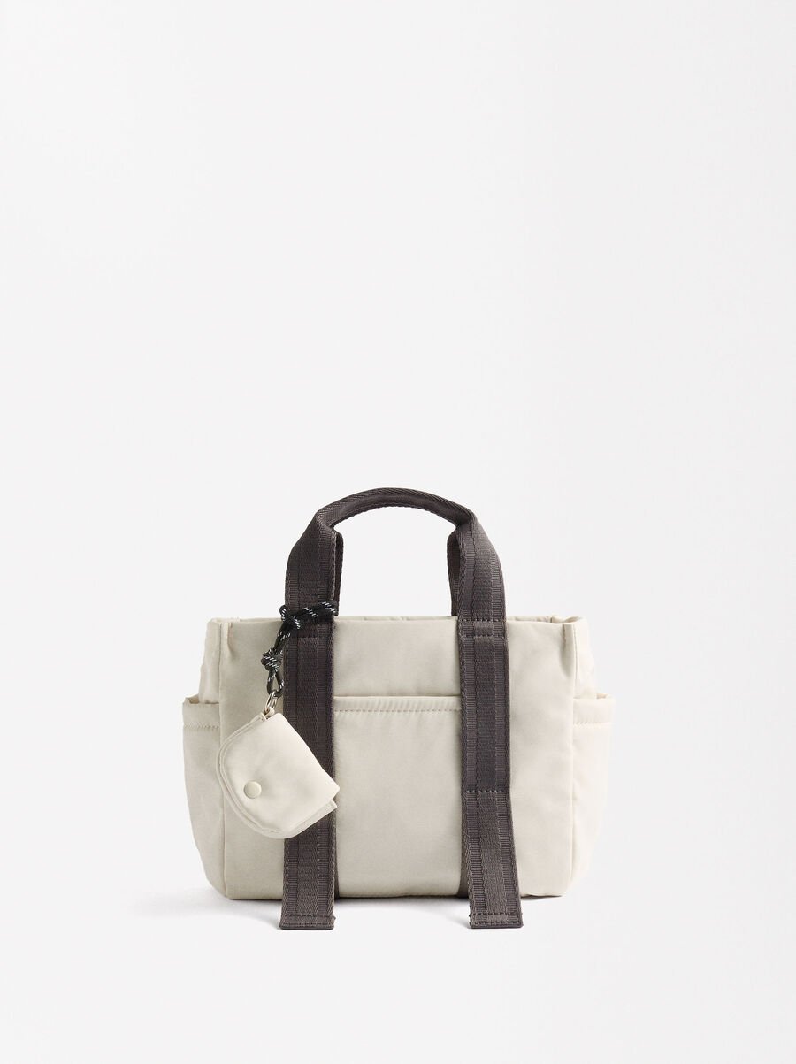 Nylon tote bag with pendant