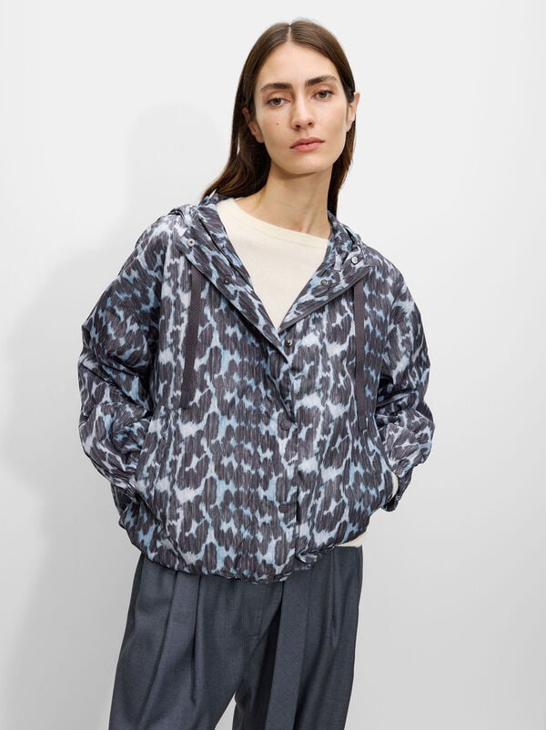 Lightweight leopard print parka