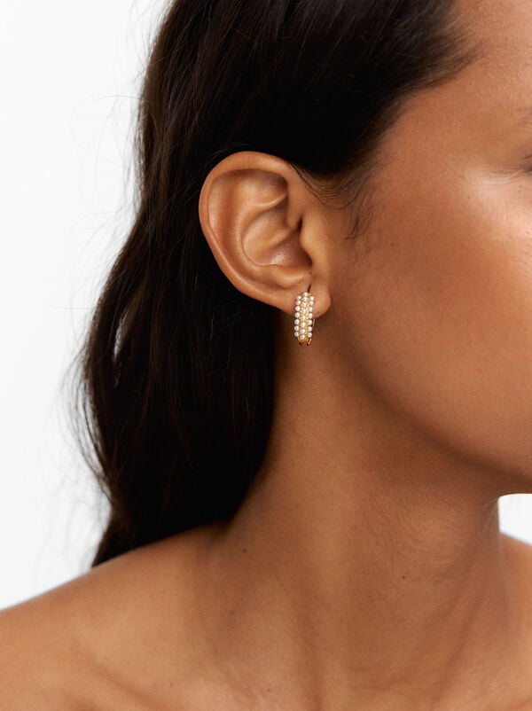 Pearl hoop earrings - stainless steel