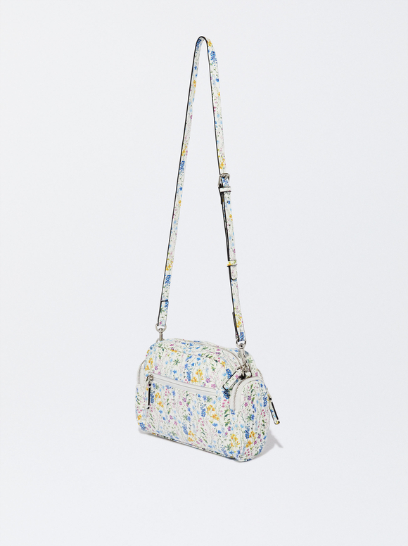Floral Print Crossbody Bag, Blue, hi-res