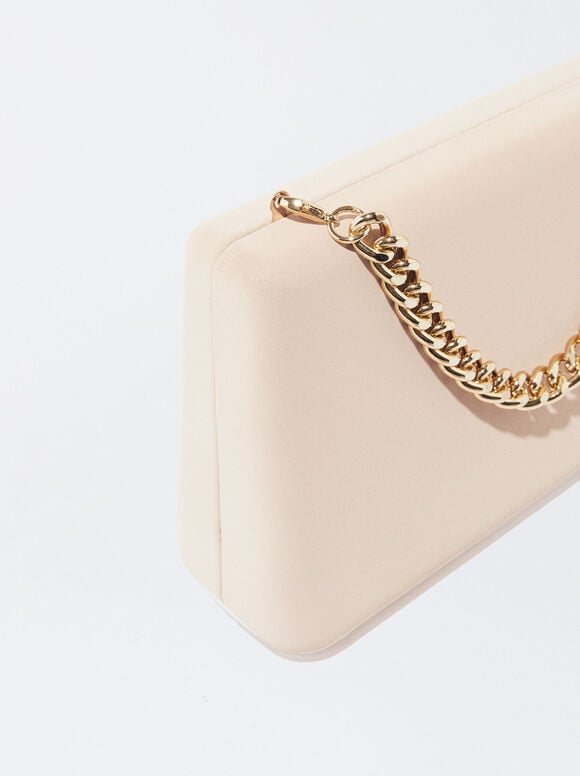Party Handbag With Chain Handle, Pink, hi-res