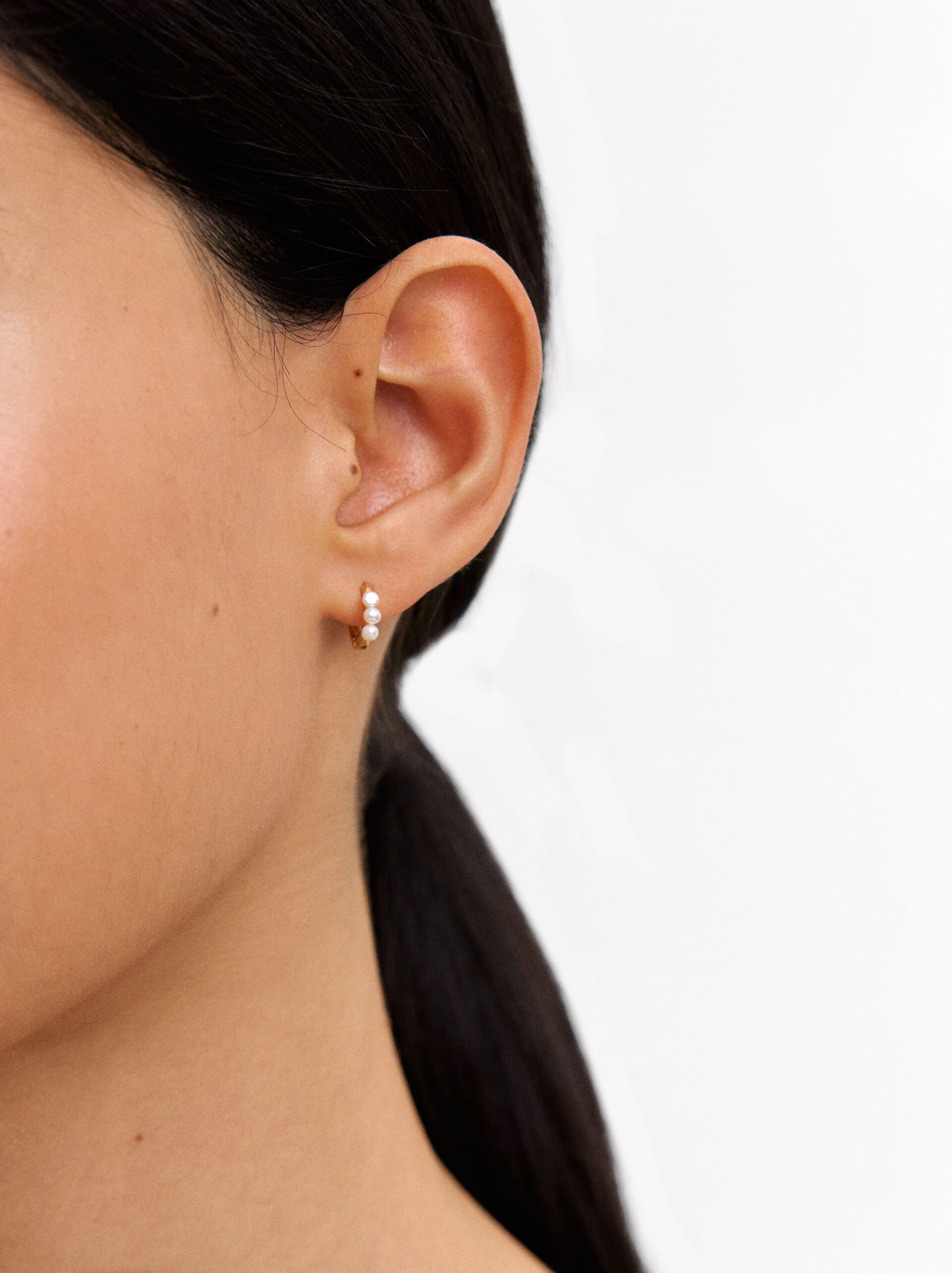 Freshwater pearl hoop earrings - 925 sterling silver image number 1.0