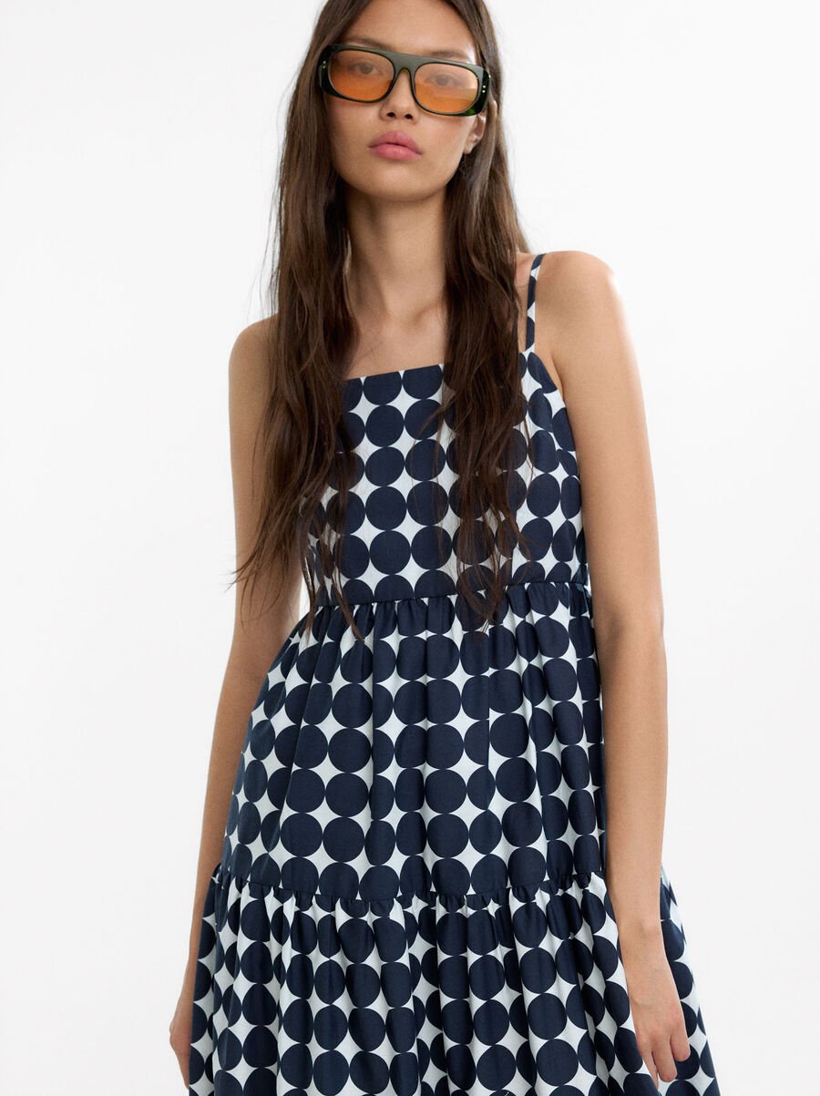 Long dress with polka dots 100% cotton