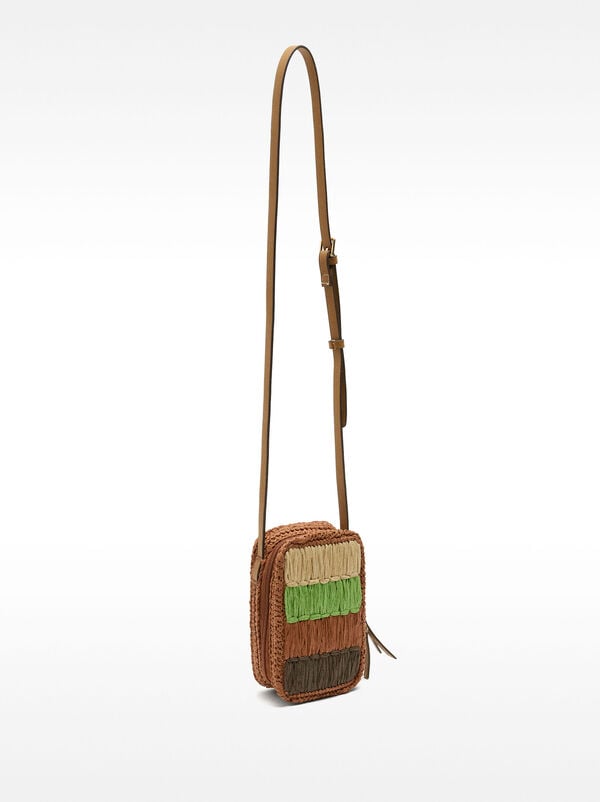Multicolor phone bag with straw effect