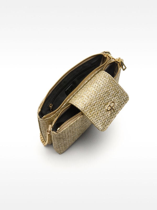 Double straw-effect crossbody bag