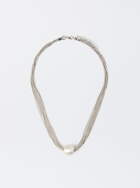 Short Silver Necklace, Silver, hi-res