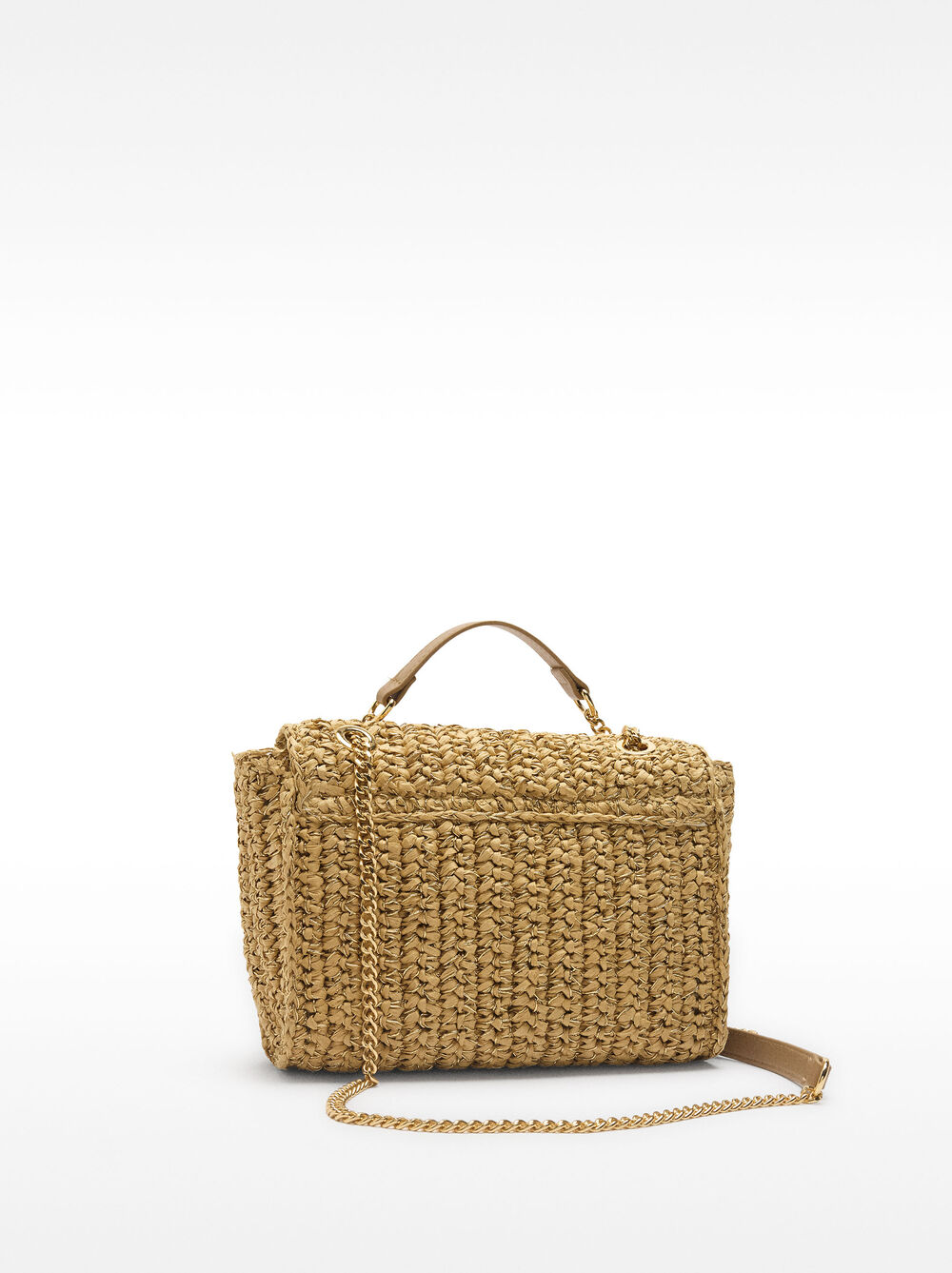 Straw-effect shoulder bag 
