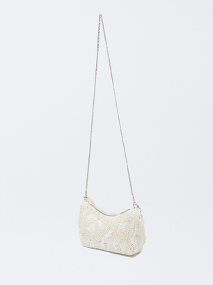 Party Handbag With Beads, White, hi-res