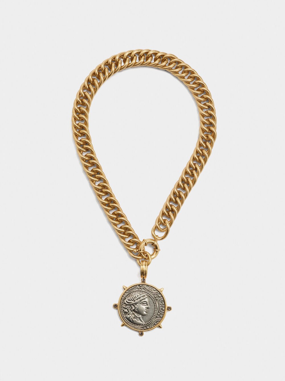 Bicolor necklace with coin