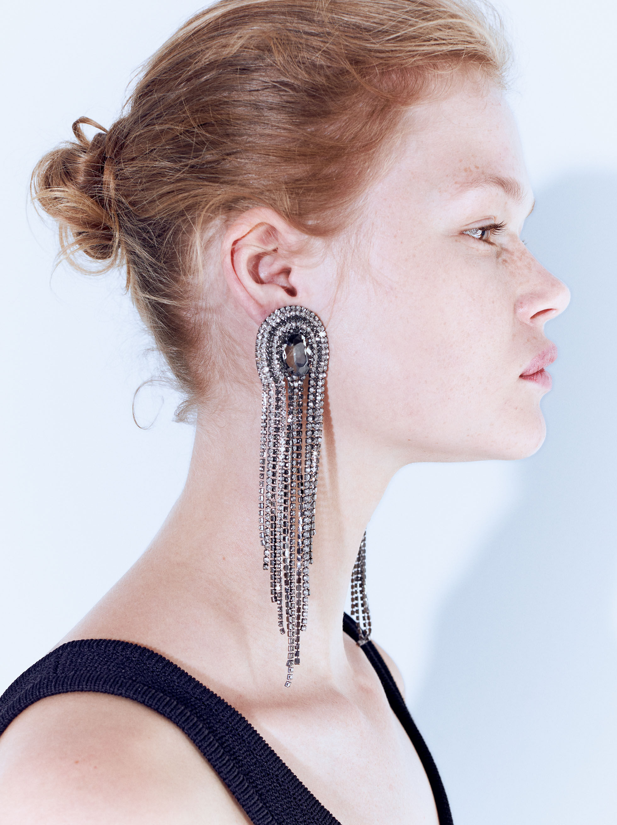 Online Exclusive Long Earrings With Crystals Silver Parfois