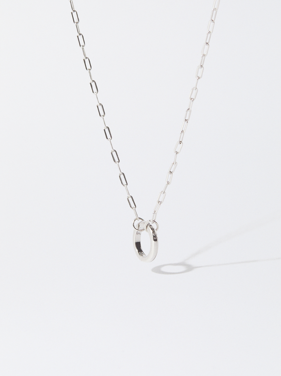 925 Silver Personalised Chain Necklace With Opening, Silver, hi-res