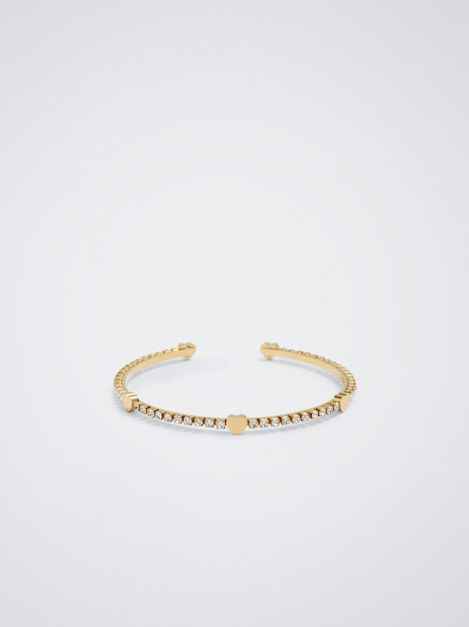 Steel Bracelet With Crystals, Golden, hi-res