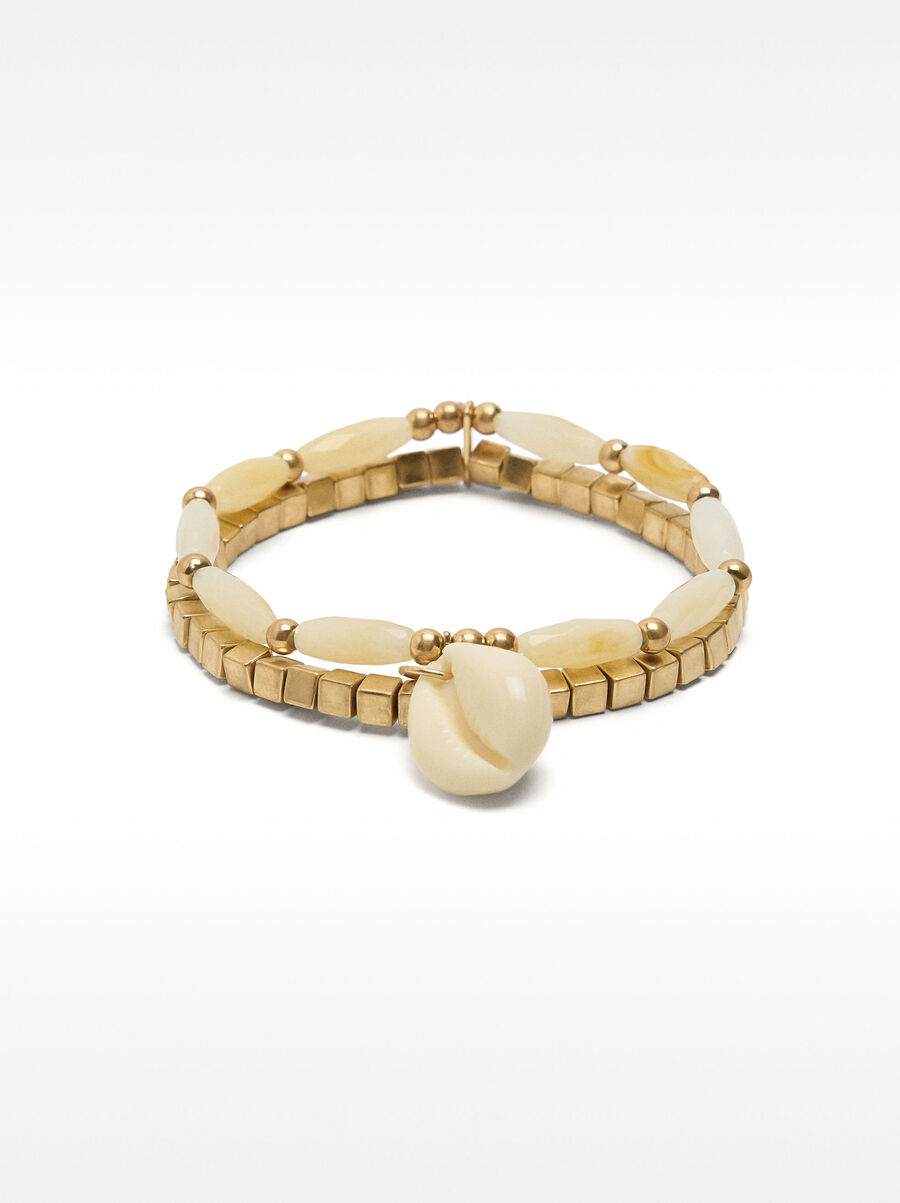 Elastic bracelet set with shell pendant