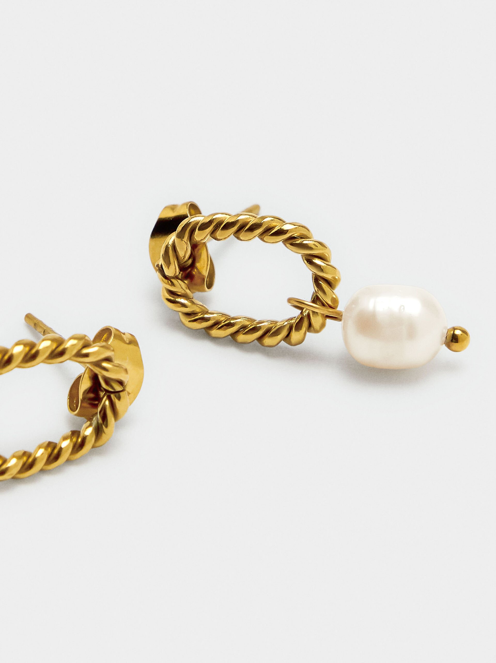 Earrings with pearls - stainless steel image number 1.0