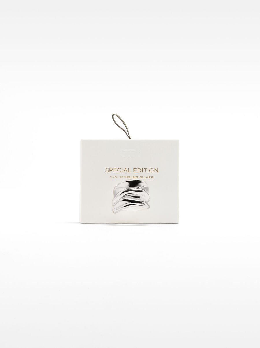 Wide ring with relief - 925 sterling silver