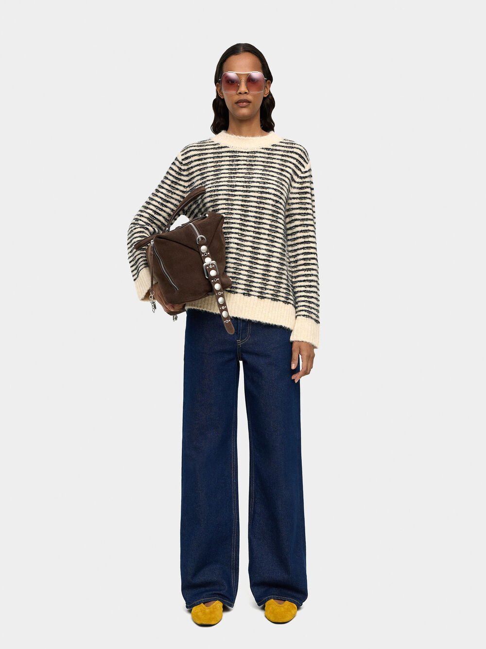 Knit sweater with stripes