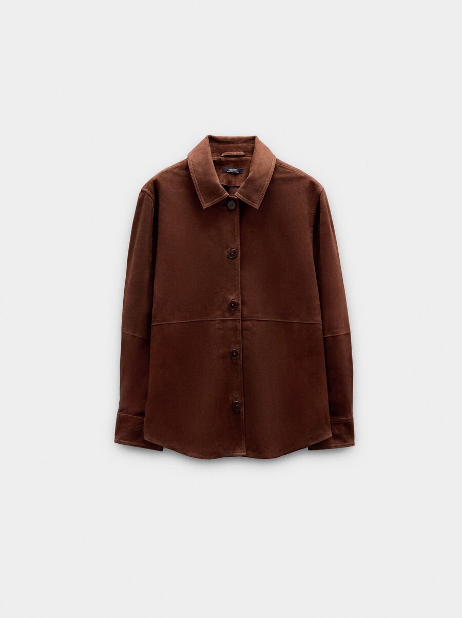 Suede leather overshirt