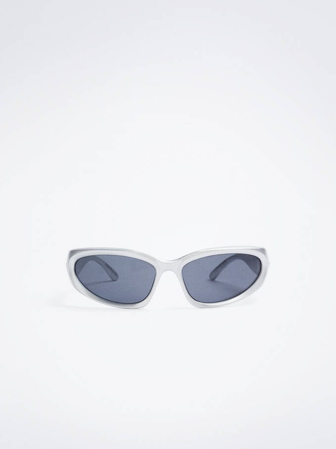 Sunglasses With Resin Frame, Silver, hi-res