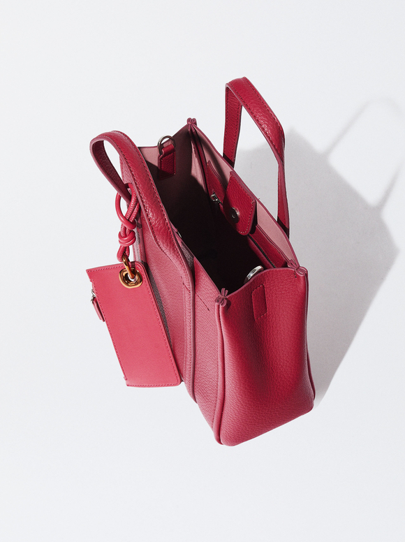 Bolso Tote Con Colgante, Rosa, hi-res