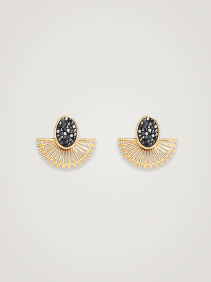 Golden Earrings With Strass, Multicolor, hi-res