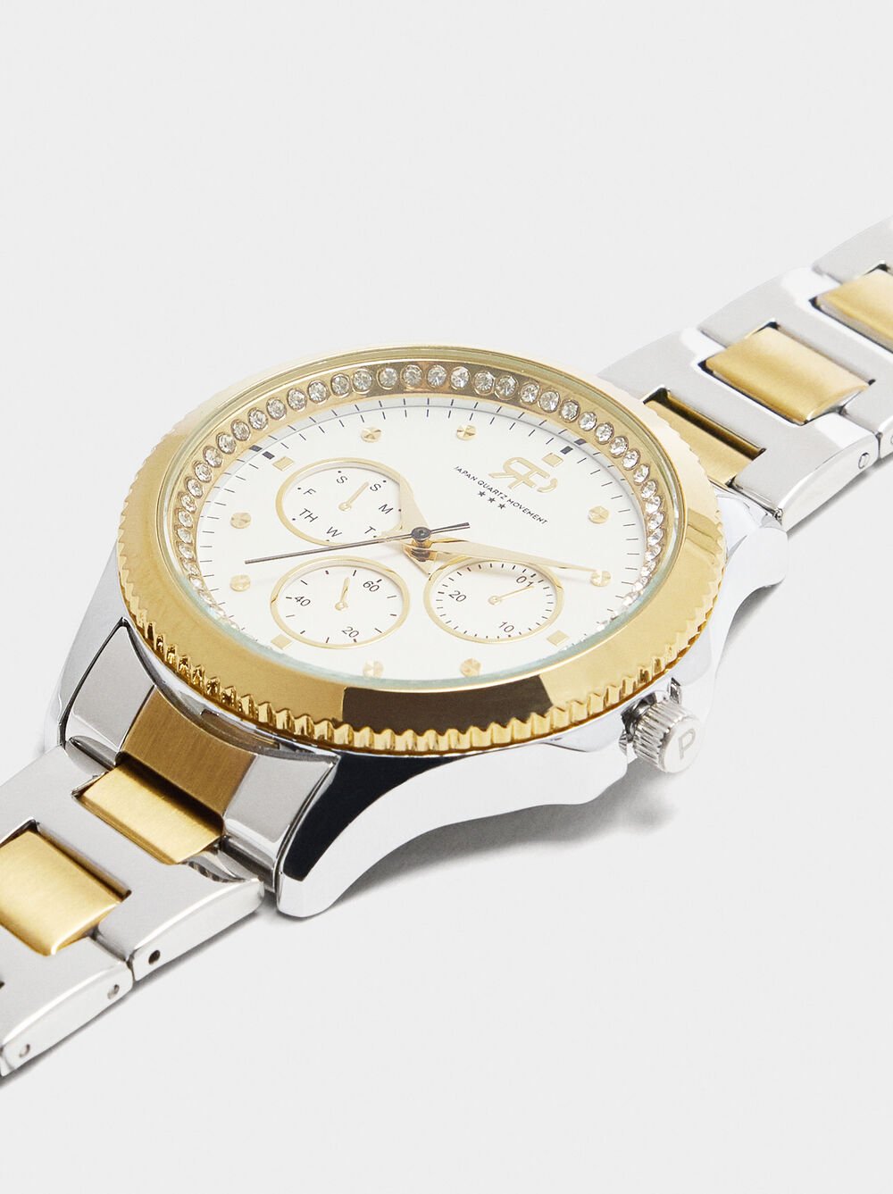 Bicolor watch with stainless steel bracelet