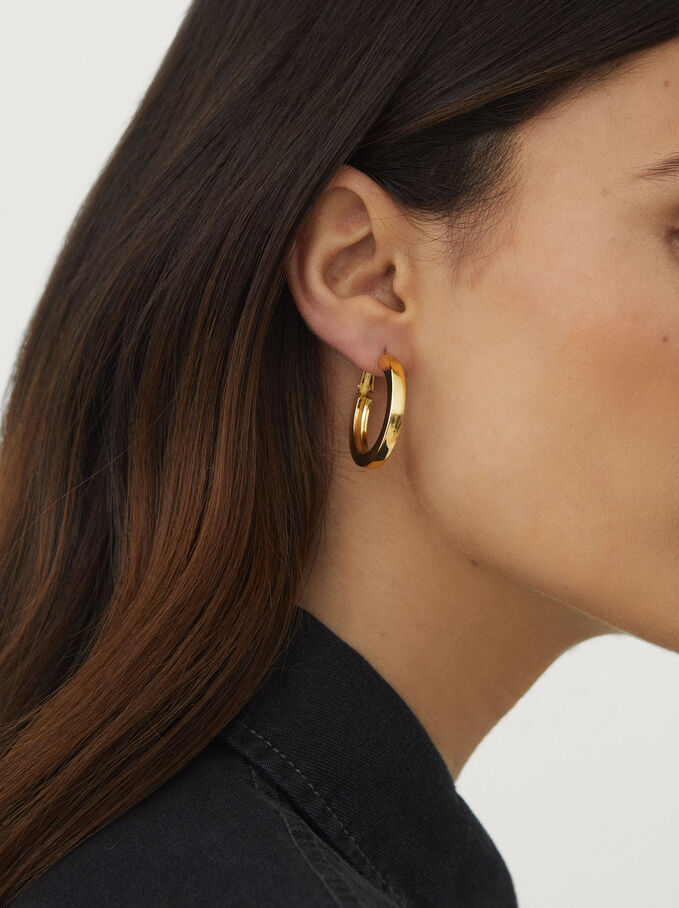 Small Golden Hoop Earrings, Golden, hi-res