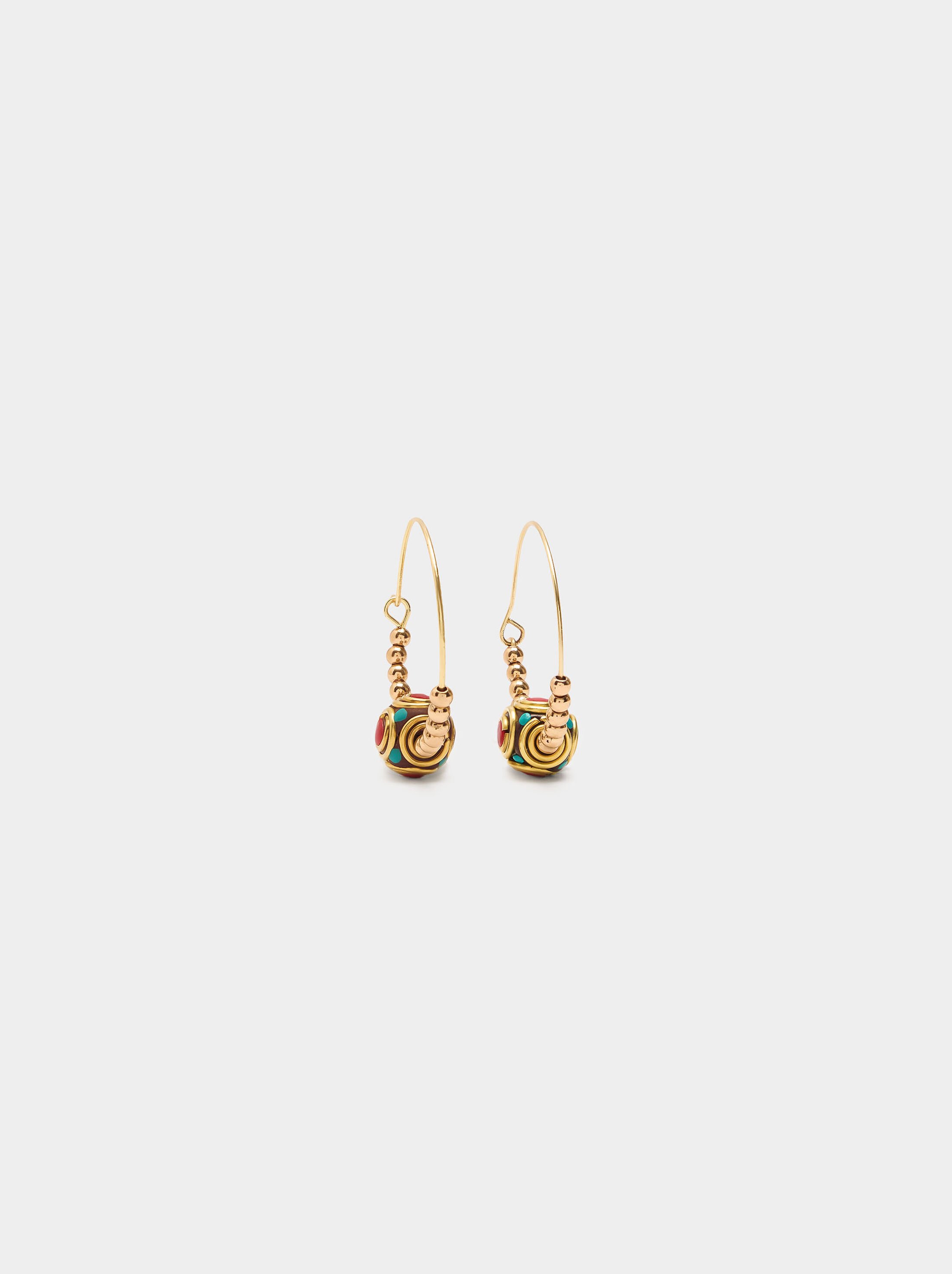 Hoop earrings with ethnic sphere image number 0.0