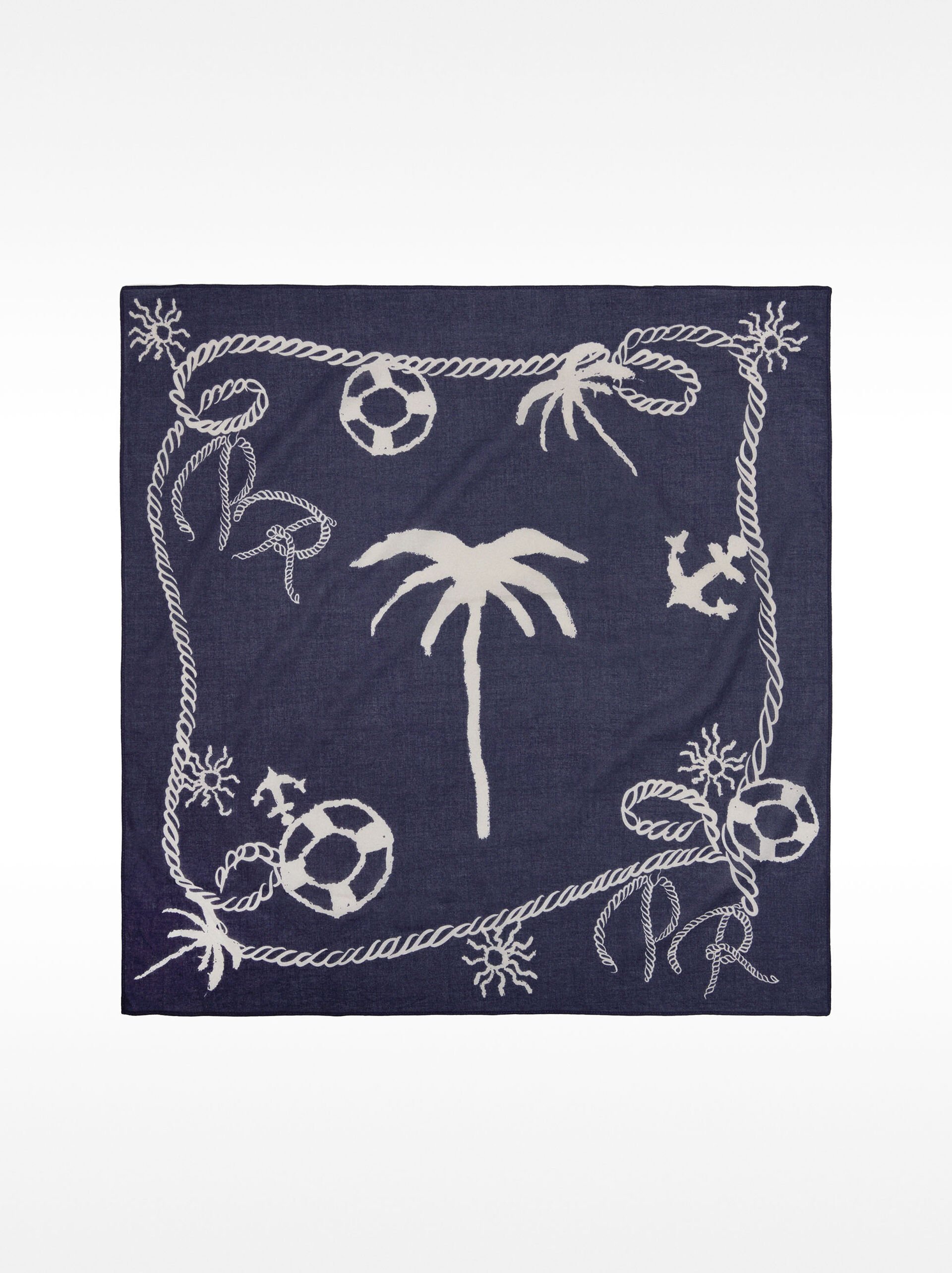 Square printed scarf 100% cotton image number 0.0