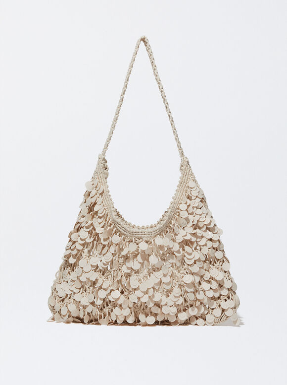 Bag With Beads And Sequins, Ecru, hi-res
