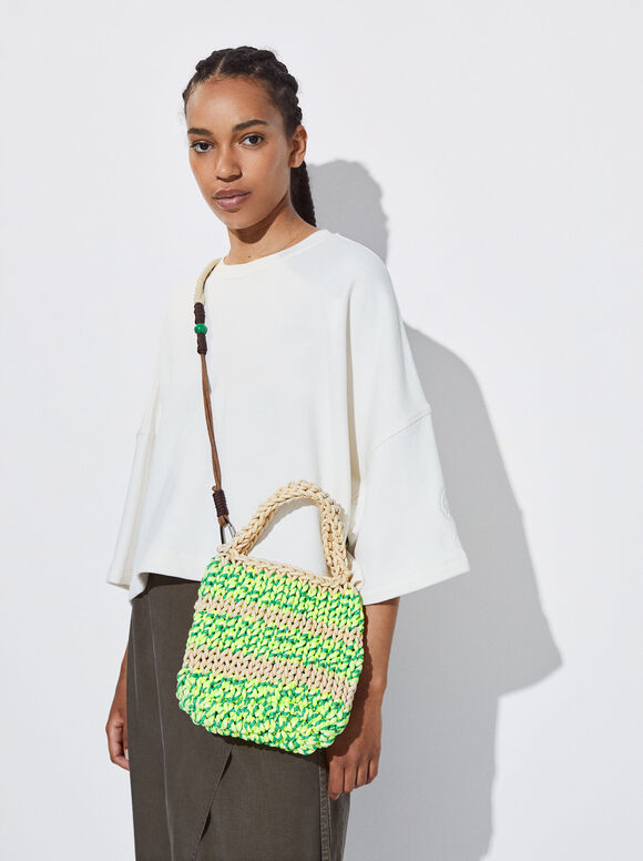 Online Exclusive - Crochet Crossbody Bag, Green, hi-res