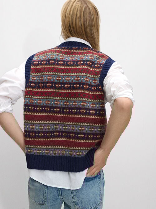 Jacquard knit vest