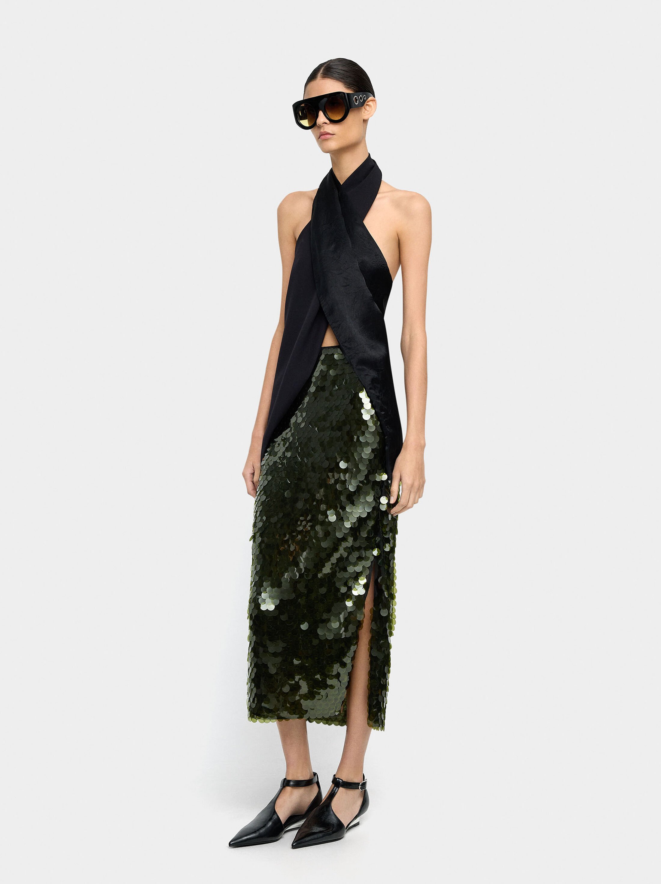 Long skirt with sequins image number 0.0
