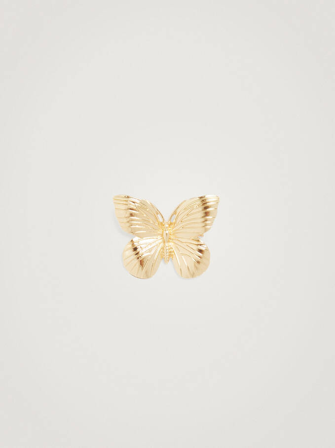Brosche Mit Schmetterling, Golden, hi-res