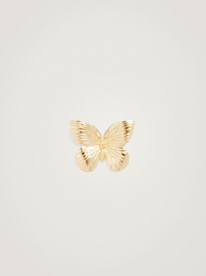 Butterfly Brooch, Golden, hi-res