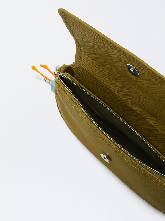 Crossbody Bag With Detachable Pendant, Khaki, hi-res