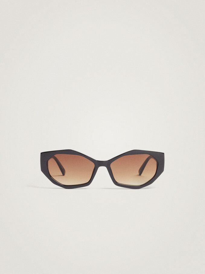Hexagonal Sunglasses, Black, hi-res