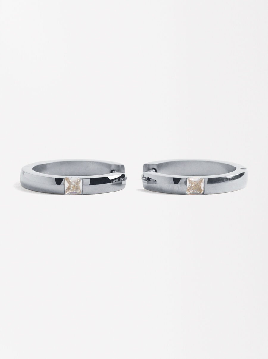 Medium hoops with zirconias - stainless steel
