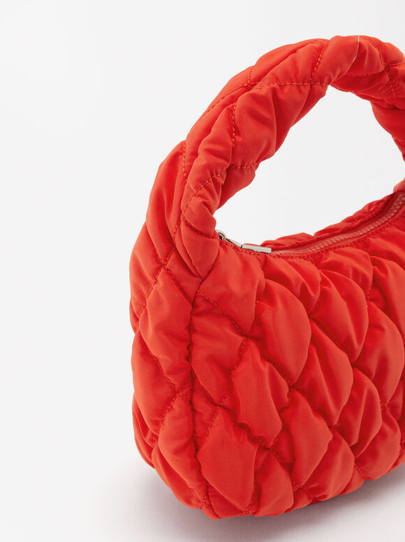 Quilted Nylon Shoulder Bag M, Red, hi-res