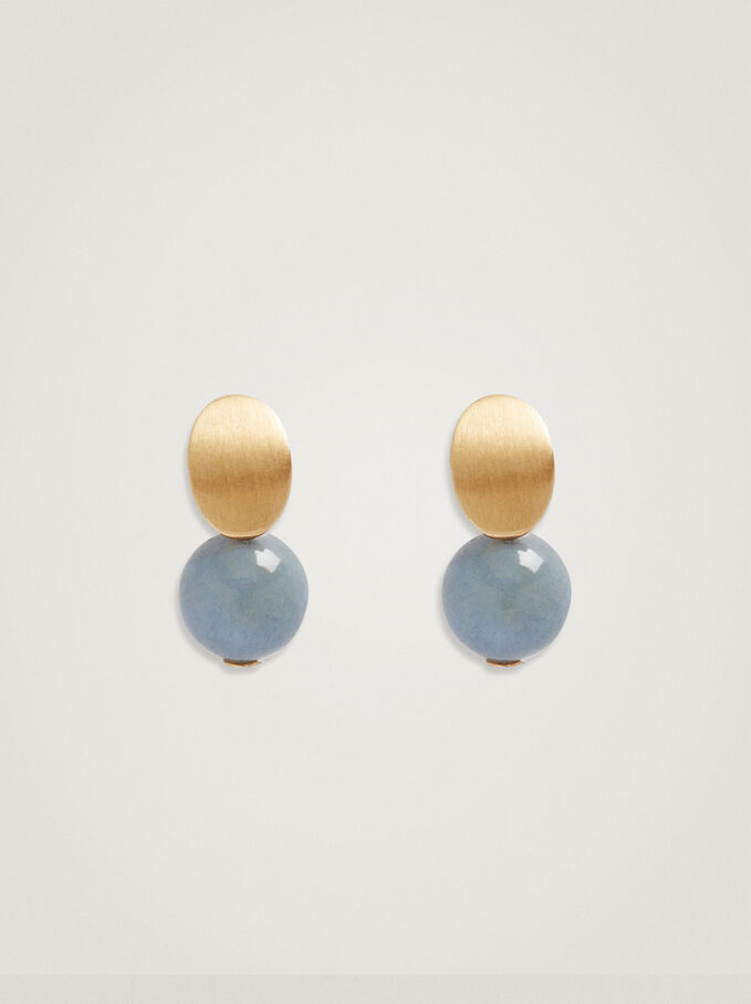 Boucles D'Oreilles Courtes Avec Perles Fantaisie, Bleu, hi-res