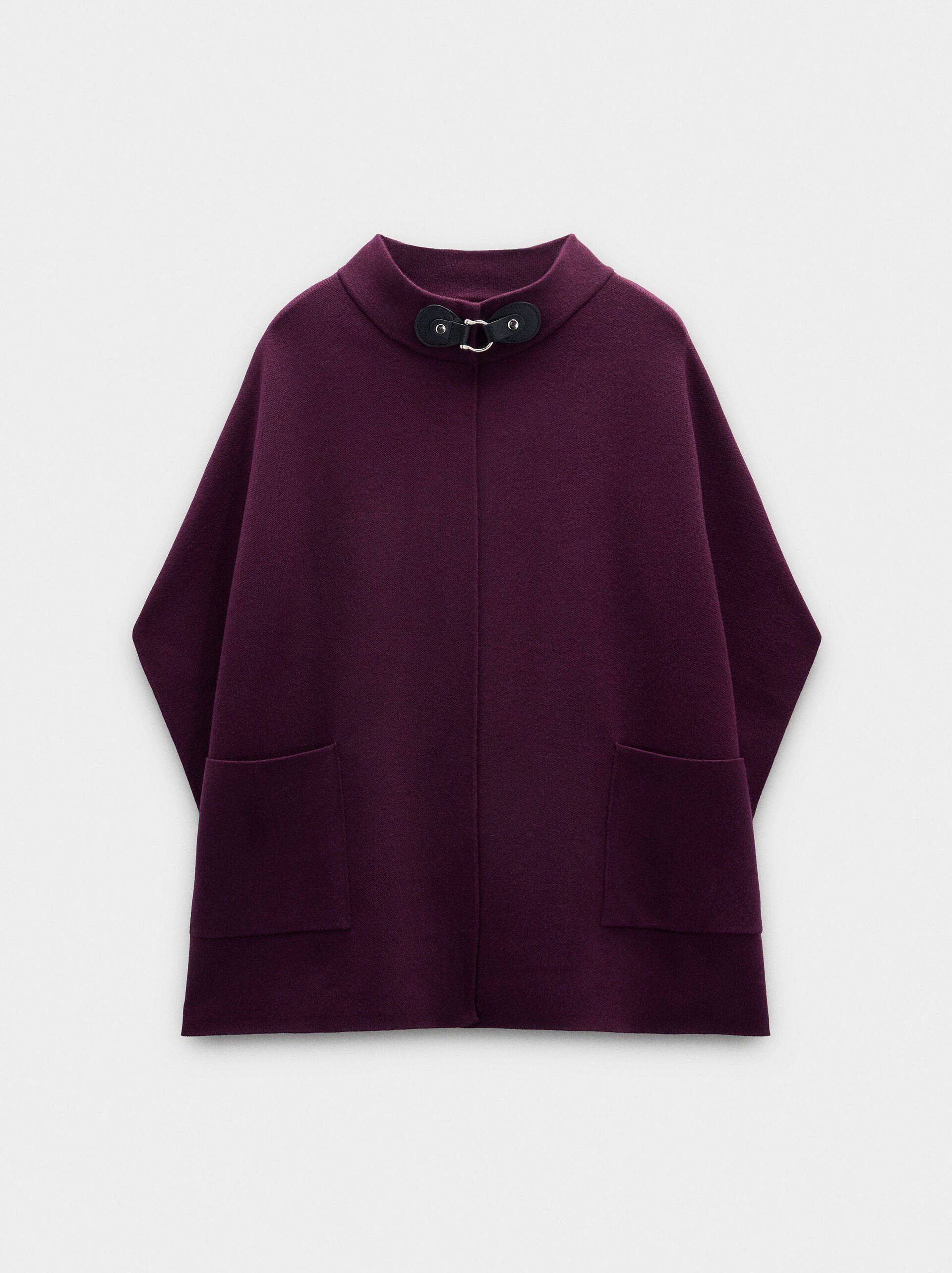Knit poncho with high neck image number 4.0