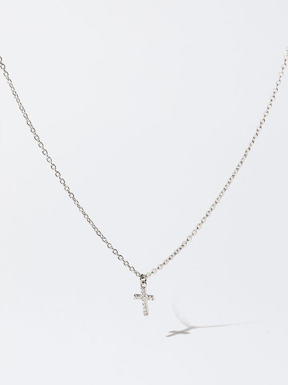 925 Silver Necklace With Zirconias, Silver, hi-res