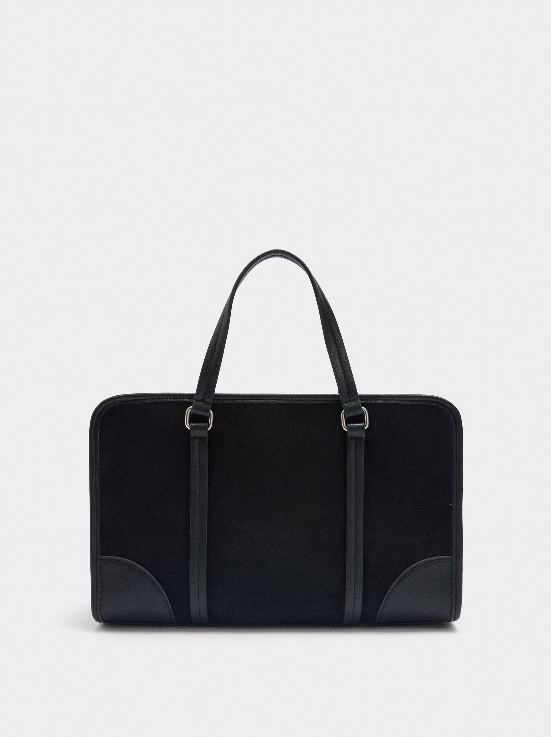 Tote bag with leather effect and shoulder strap image number 0.0