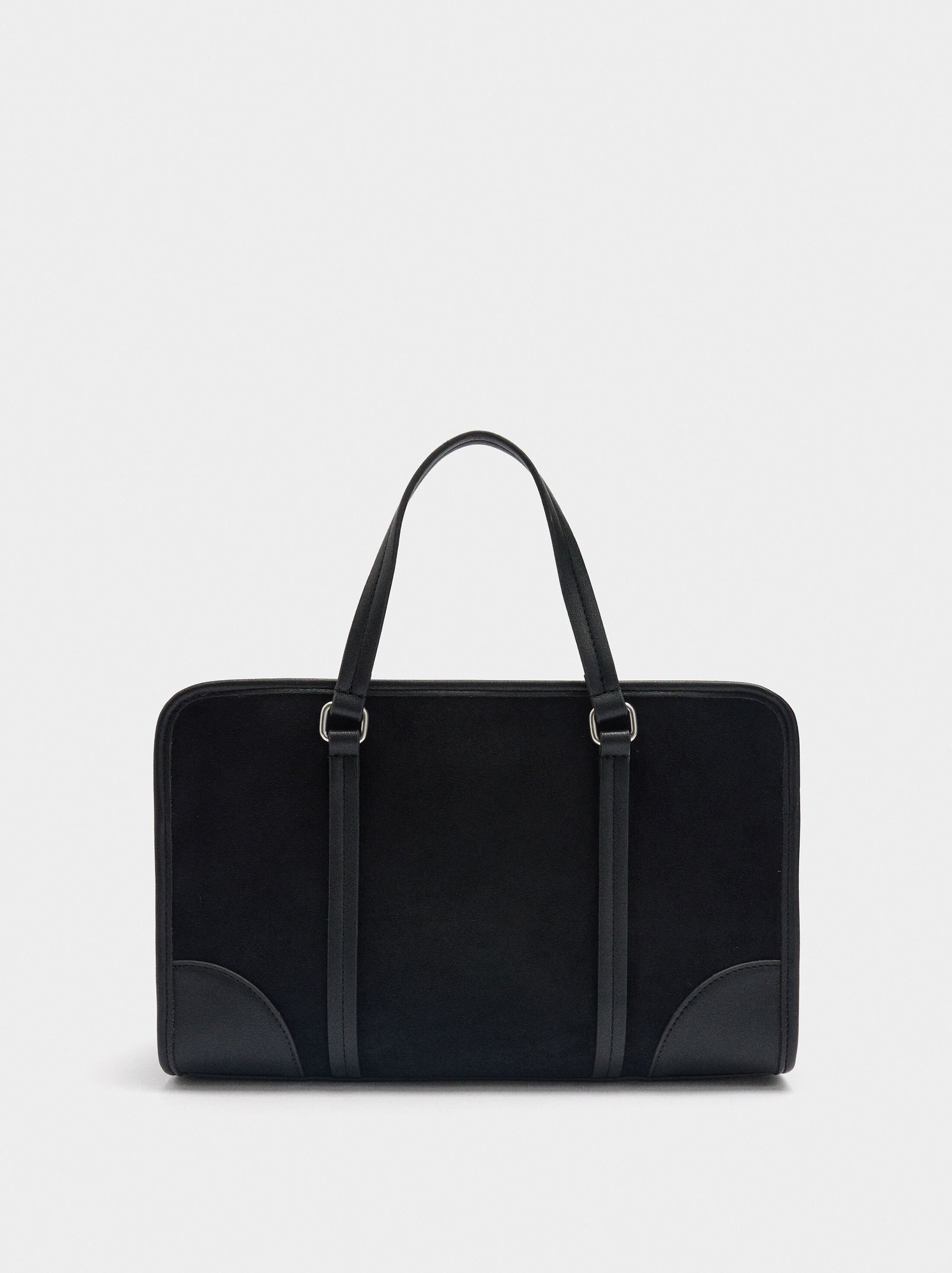 Tote bag with leather effect and shoulder strap image number 0.0