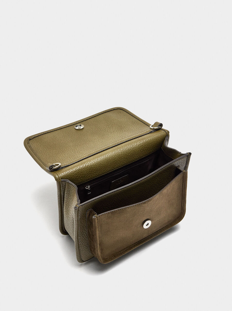 Crossbody bag with texture and flap