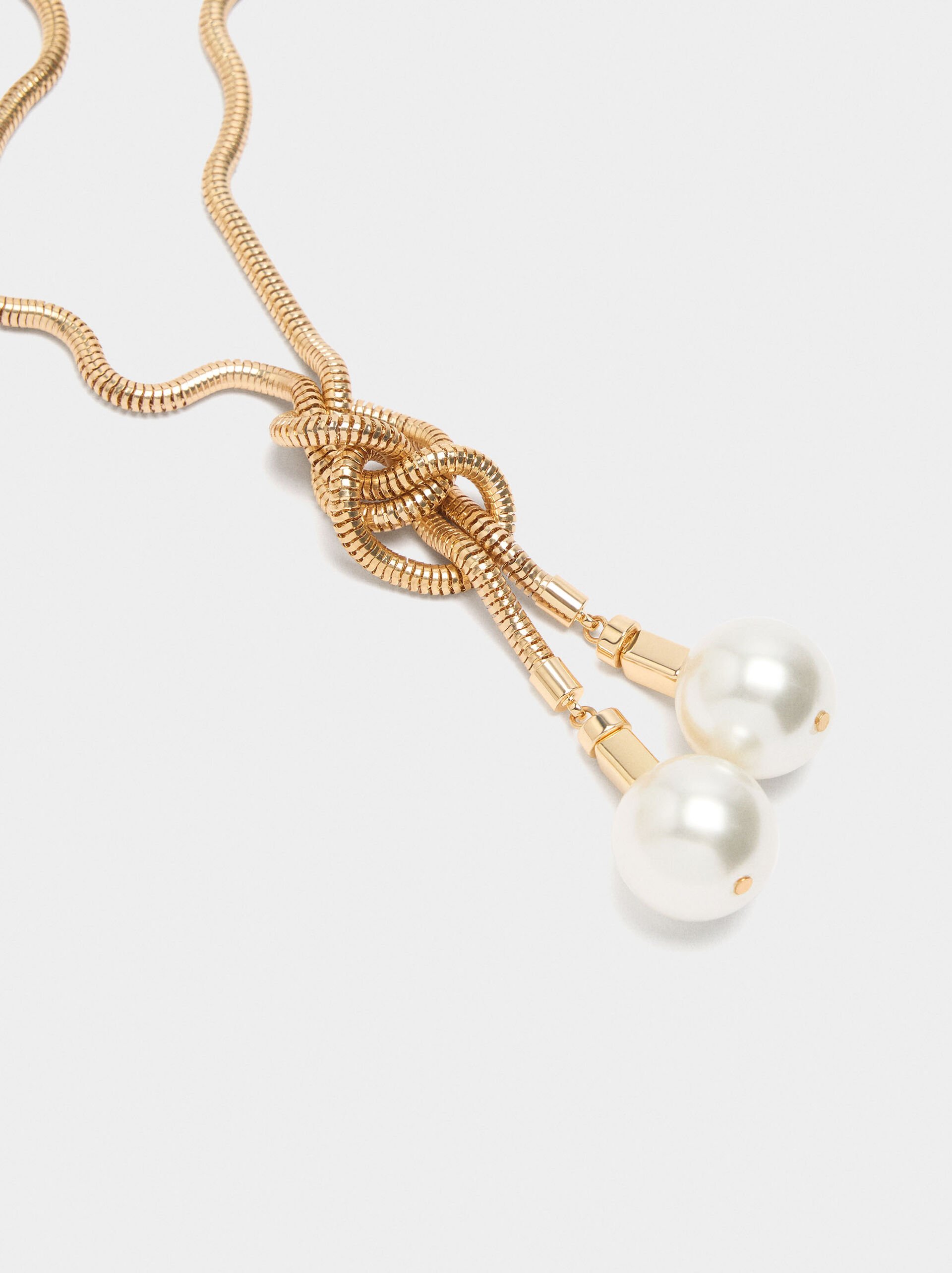 Snake chain necklace with pearls image number 1.0