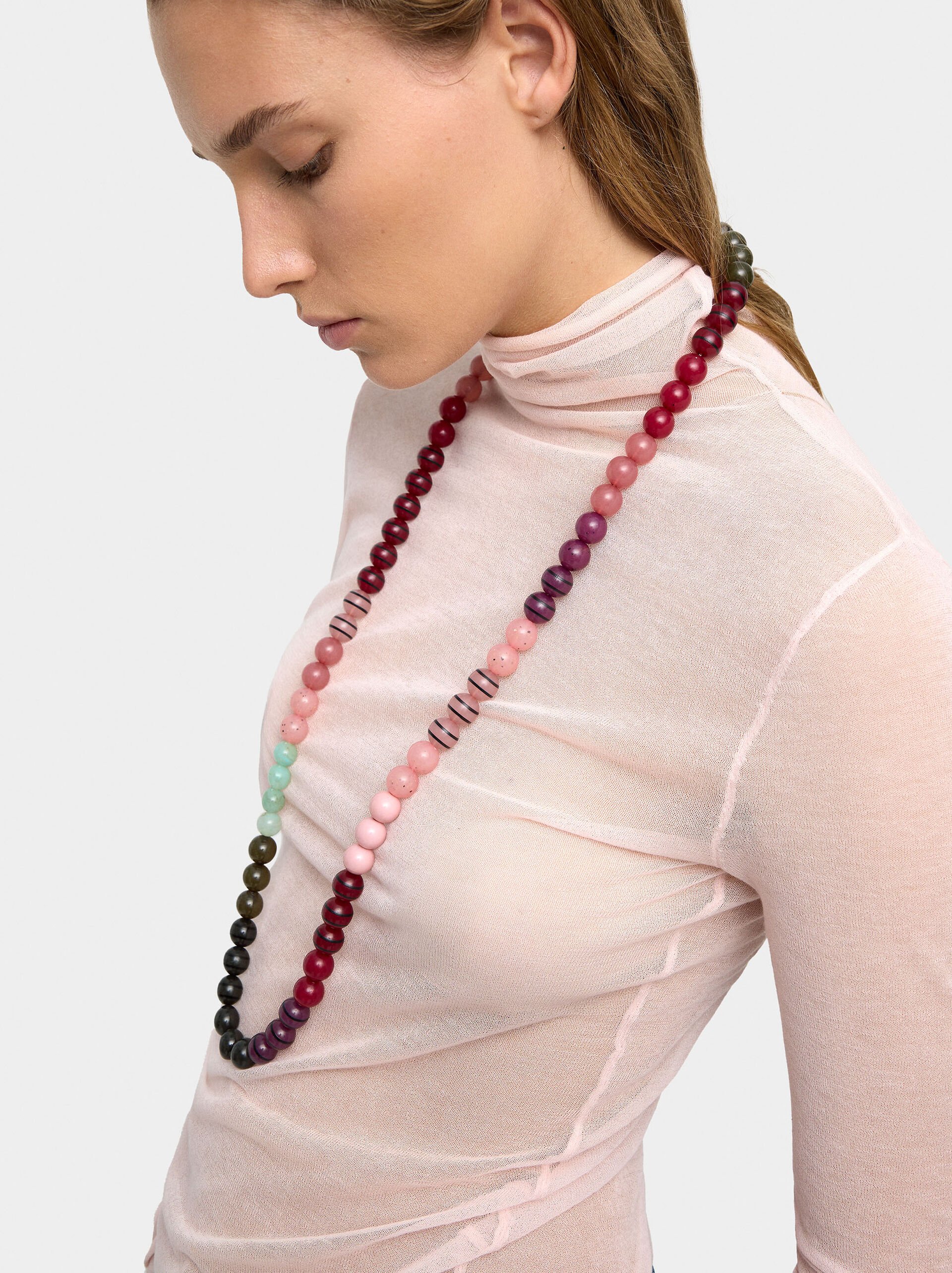 Collier long multicolore en effet pierre image number 1.0