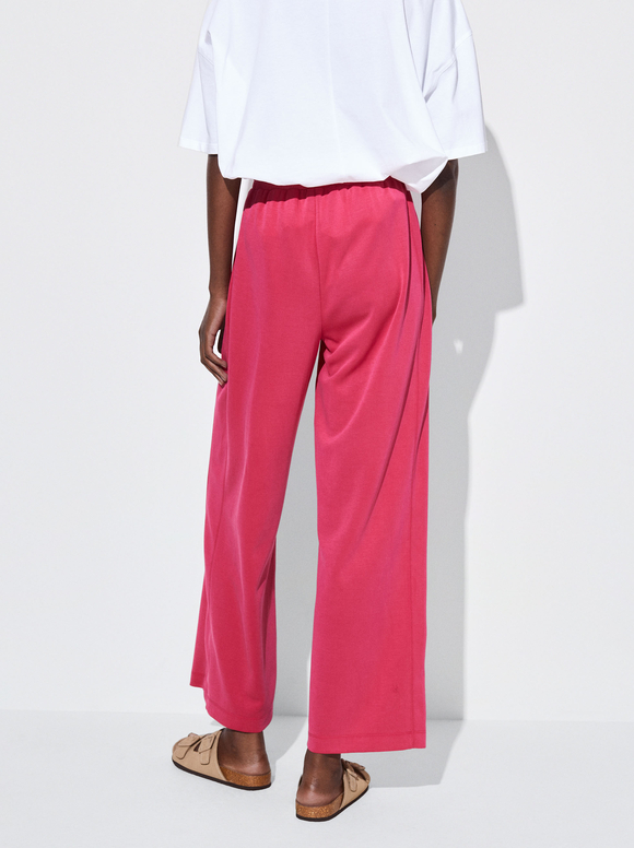Pantalón Cintura Elástica, Fucsia, hi-res