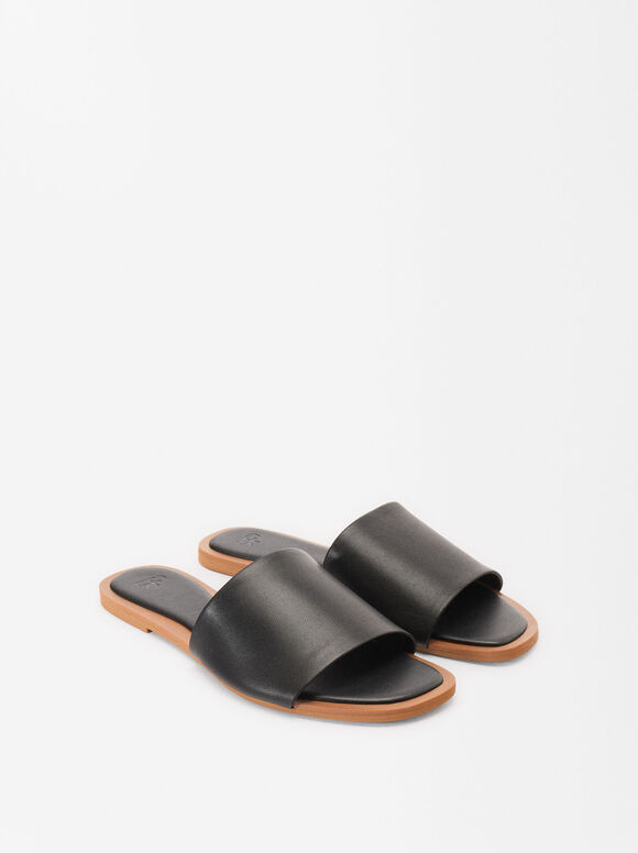 Napa Leather Sandals, Black, hi-res