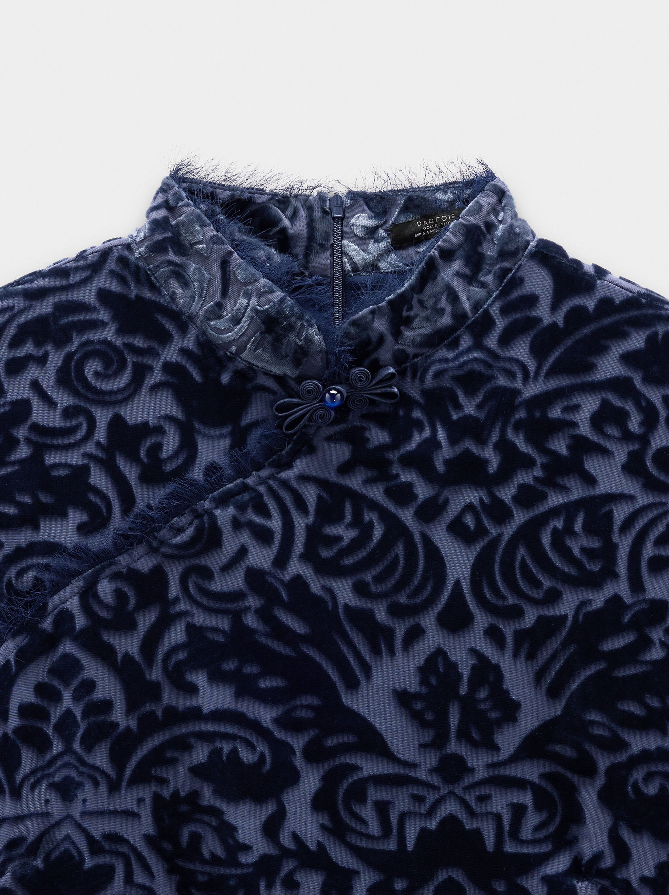 Short jacquard dress with leaf pattern image number 5.0