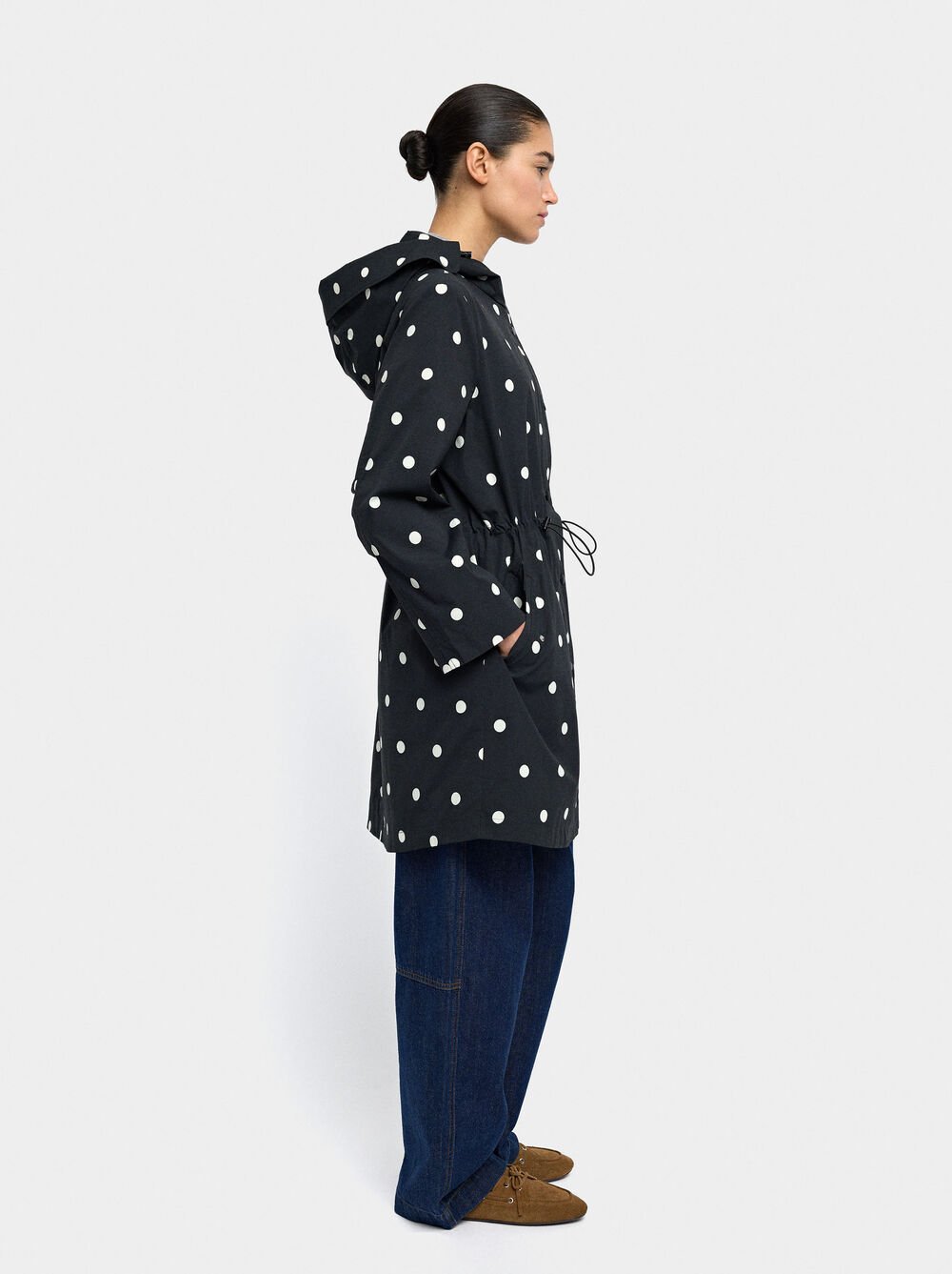 Polka dot parka with hood